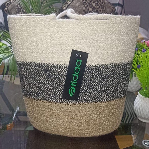 Jute Handmade Clothing Laundry Basket -Multicolor