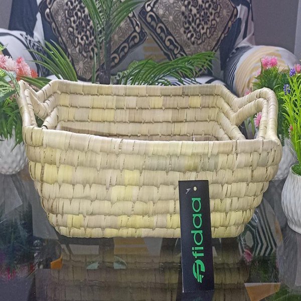 Handwoven Natural Palm Leaves Basket with Handles