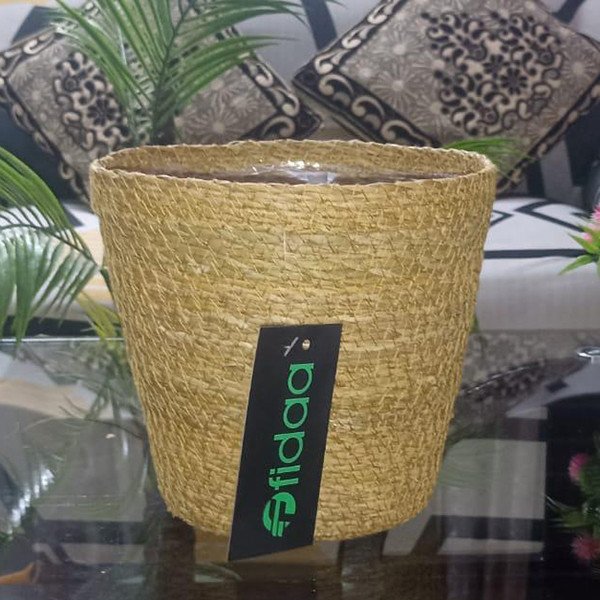 Round Semi-Rigid Planter Basket Ideal for Pots or Pots, Valid for Indoors or Patios, Jute, Natural Colour