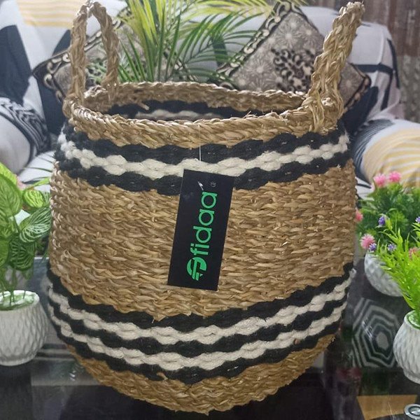 Handwoven Seagrass Basket with Handles