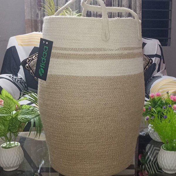 Large Woven Rope Laundry Hamper - Handcrafted in Bangladesh